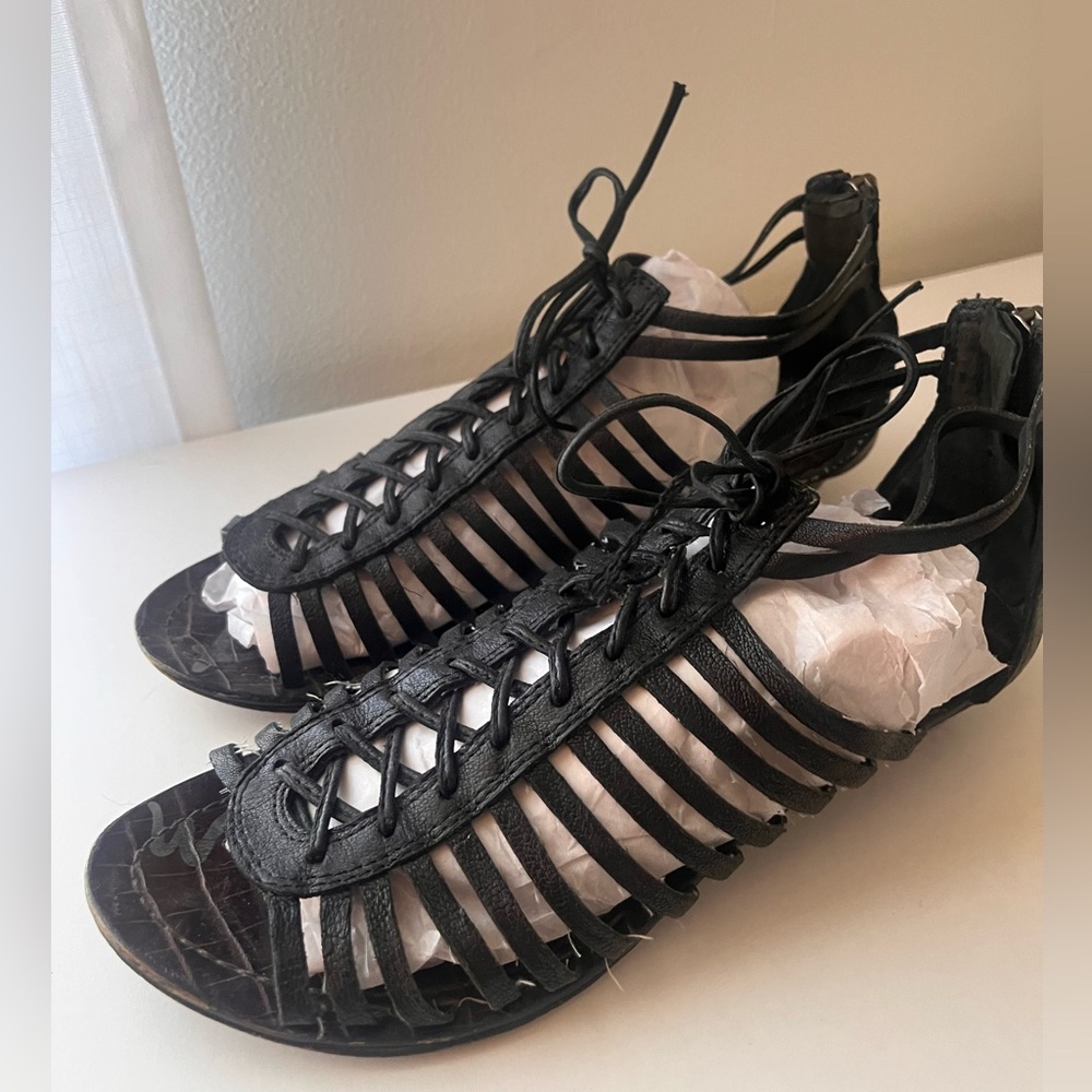 Sam Edelman Black Lace-Up Gladiator Sandals - Picture 2 of 5